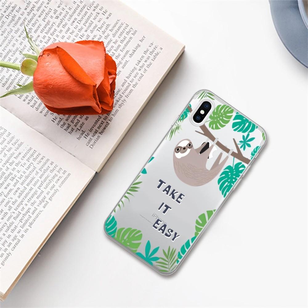 Cute Sloth Animals Phone Case For IPhone 18 15 14 13 12 11 Pro Max Mini X Xs XR 6 7 8 Plus SE 2020 Transparent Case