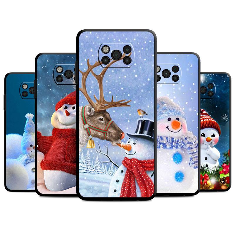 Черный чехол из ТПУ для Samsung Galaxy M31 M12 M32 5g M22 M51 M33 M52 M23 M13 M30s M01 M53 M62 M11 с Рождеством Снеговик Капа