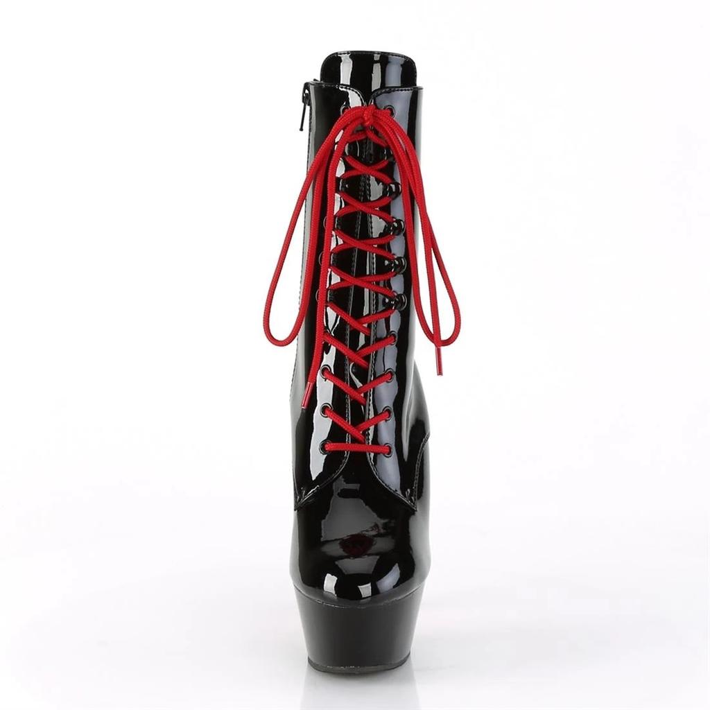 15 см Ненавидящие Небо Высокий Каблук Тонкий Каблук Толстая Подошва Водонепроницаемая Платформа Красные Ботинки на Шнуровке
