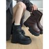 2025 Autumn and Winter New Niche Retro Thick-soled Pleated Trouser Tube Boots Heightened Short Boots Versatile Casual Martin Boots