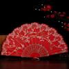 Bronzing Golden Glitter Folding Fan Elegant Plastic Floral Pattern Handheld Fan for Lady Dance Decor