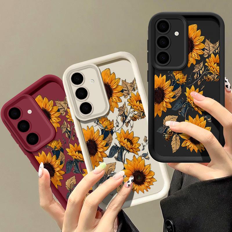 Чехол с подсолнухами для Samsung Galaxy S25 S24 Ultra Edge S23 S22 Plus S21 FE A34 A54 A15 A35 A55 A16 A26 A36 A56 5G Capa