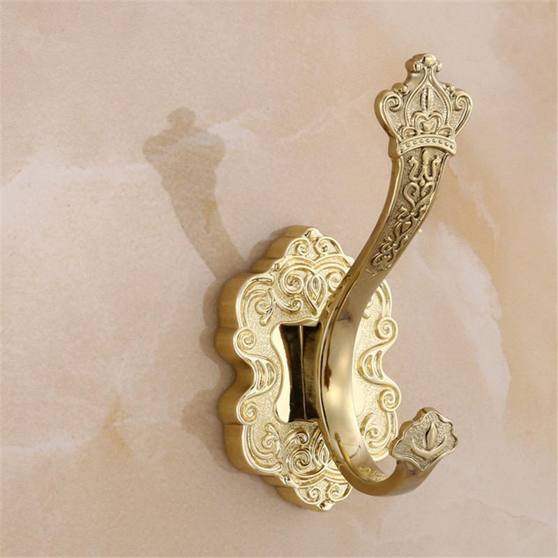 Tuqiu Gold Резной крючок для халата в ванной Настенные крючки Алюминиевый крючок для кухонного полотенца Черный ключ Держатель для вешалки для шляп и сумок Крючок для одежды