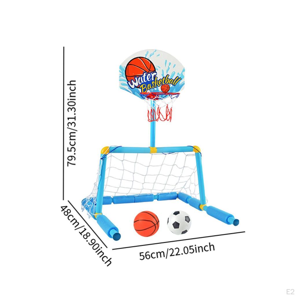 Soccer Net & Basketball Hoops Pool Float Set Kids Activities and for