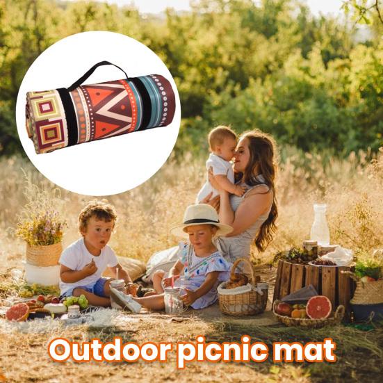 Складной пикниковый плед с веревкой для хранения, основа из алюминиевой пленки с ретро-узором, композитный процесс