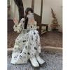 Women's Floral French-Style Slim Long Dress - Autumn/Winter 2022