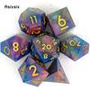 7 Pcs Colorful Golden Number Sharp Edge Resin Dice Polyhedral Dice Suitable for Role-Playing RPG    Board Game