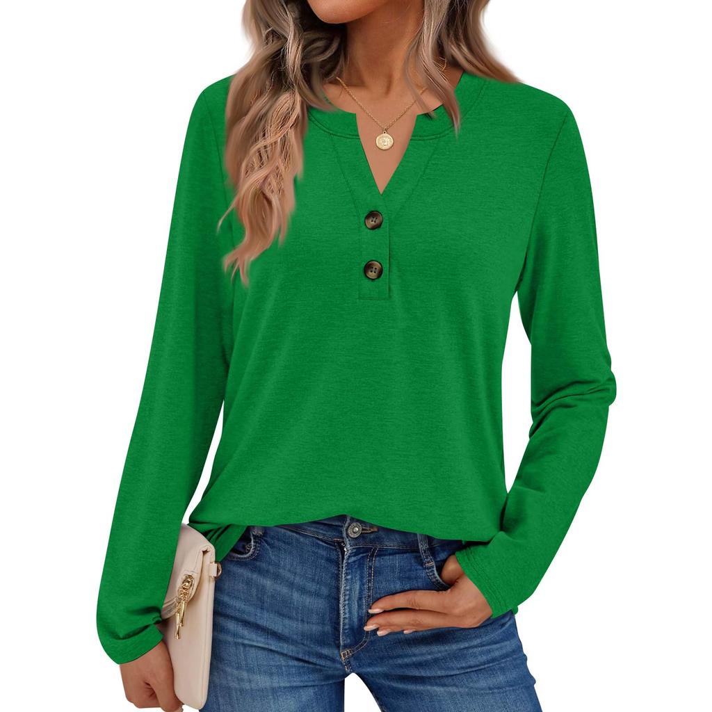 Women's Solid Color Long Sleeve Shirts Elegant Casual Tops Trendy Shirts Tops