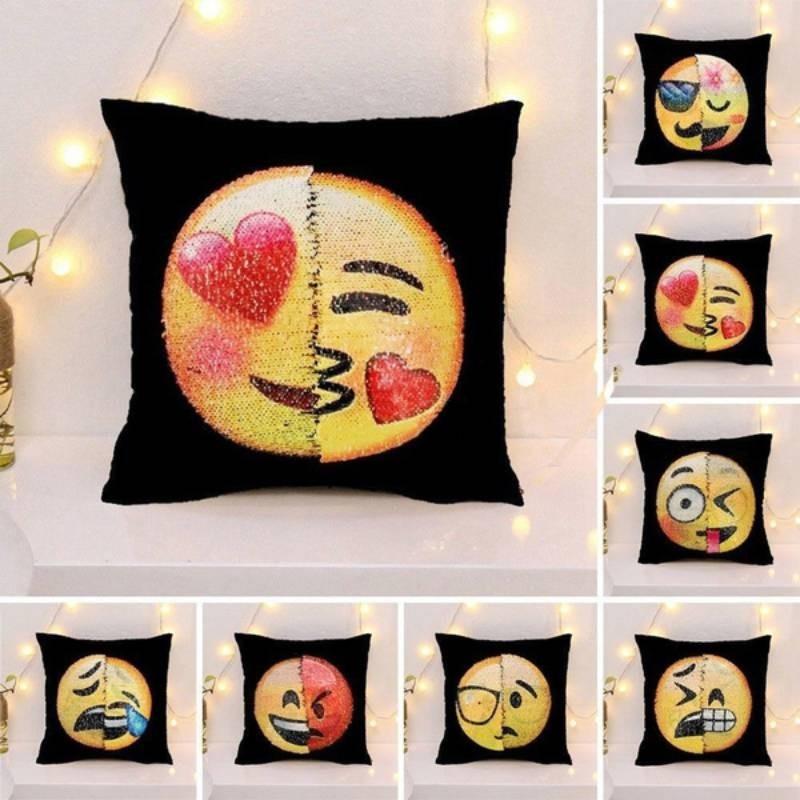 Adorable Emoji Mermaid Sequin Throw Pillow Case For Brightening Up Any Room