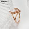 SIMJOO Женские модные украшения из розового золота с выдолбленными бриллиантами на палец из розового золота