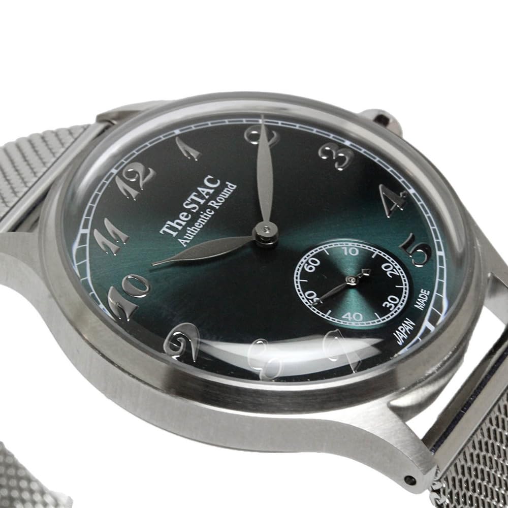 Часы STAC Made in Japan Domestic Watch 36 мм Classic Retro Unisex Blue Green с сетчатым ремешком из нержавеющей стали [The Stack] для мужчин и женщин ST-AR002