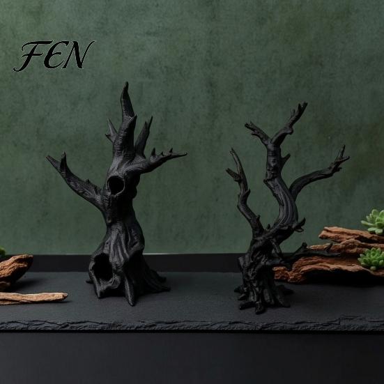 Easy to Install Reptile Landscaping 2Pcs 3D Printed Jumping Spider Tree, Hiding Cave, Hermit Crab Climbing Decor for Hideout Cave Habitat Simulation,