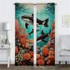 Marine Animal World Blackout Curtain for Room 2 Panel Elegant Room Curtains Partition Halloween Decoration Shades Living Kitchen