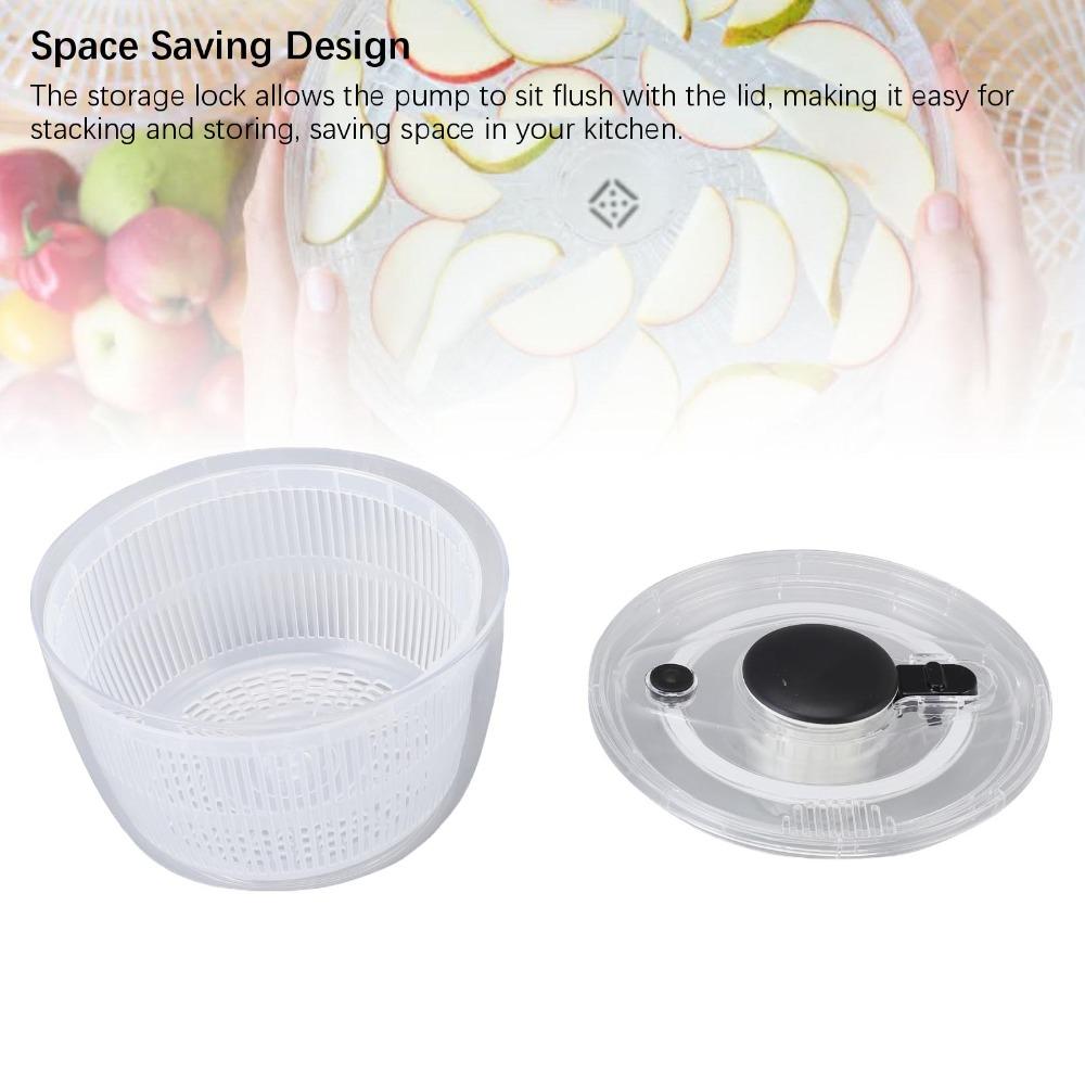 Large Capacity Salad Spinner Transparent Black Salad Washer Vegetables and Fruits