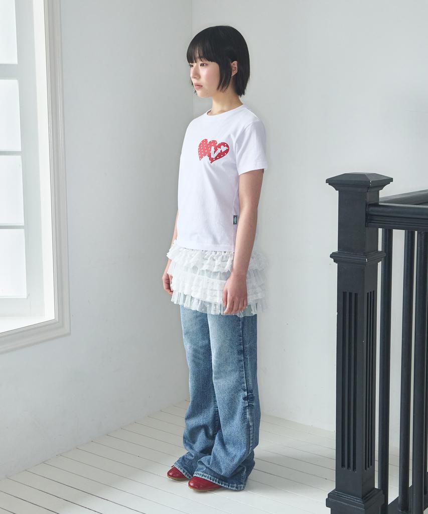 VIDEO JOCKEY Double Heart T-Shirt [White]