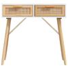 vidaXL Konsolentisch Weiß 80x30x75 cm Massivholz Kiefer Natur-Rattan