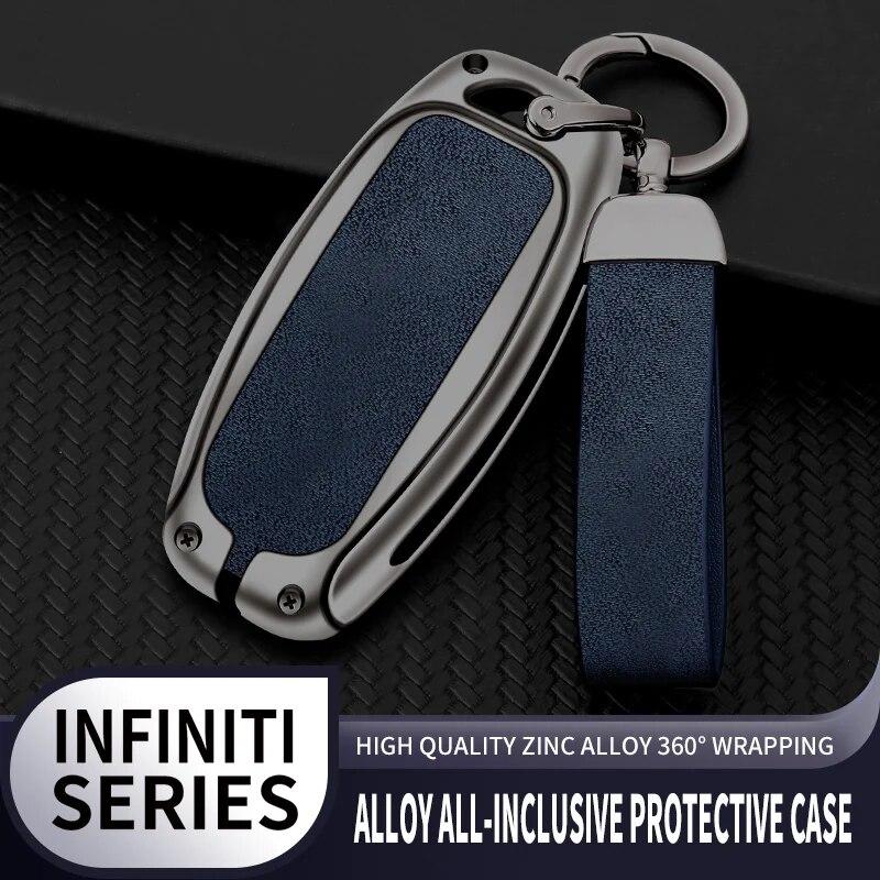 Leather Metal Key Case Cover Shell for Infiniti Q50 Q60 Q70 QX50 QX60 QX70 G25 EX FX JX35 FX25 FX35 EX35 FX37 JX35 Auto Parts