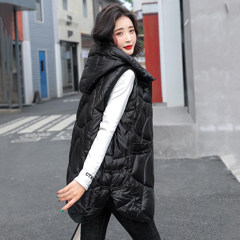 Women Autumn Winter Outwear Thicken Waistcoat Cotton Padded Hooded Sleeveless Jacket Coat Vest