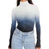 Women's Turtleneck Long Sleeve Shirts Printed Fall Fashion Basic Slim Fit Soft Thermal Tops
