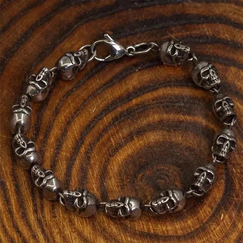 Винтажный готический браслет с полным черепом для мужчин, езда на мотоцикле, рок-байк, хип-хоп, панк, ювелирные изделия, подарок на Хэллоуин