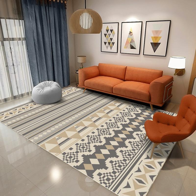 Nordic Style Moroccan Living Room Carpet Sofa Coffee Table Crystal Velvet Carpet Home Bedroom Full Bed Side Blanket