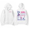 Men Women TV Girl Who Really Cares Graphic Print Zipper Hoodie Fashion Casual Oversized Jacket Fleece Long Sleeve Sweatshirts