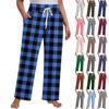 Женские клетчатые штаны для йоги больших размеров с широкими штанинами, свободные повседневные спортивные штаны с карманами и завязками