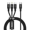 3in1 Cable USB-C - USB-C / iPhone Lightning / microUSB 20W PD 1.5m - black