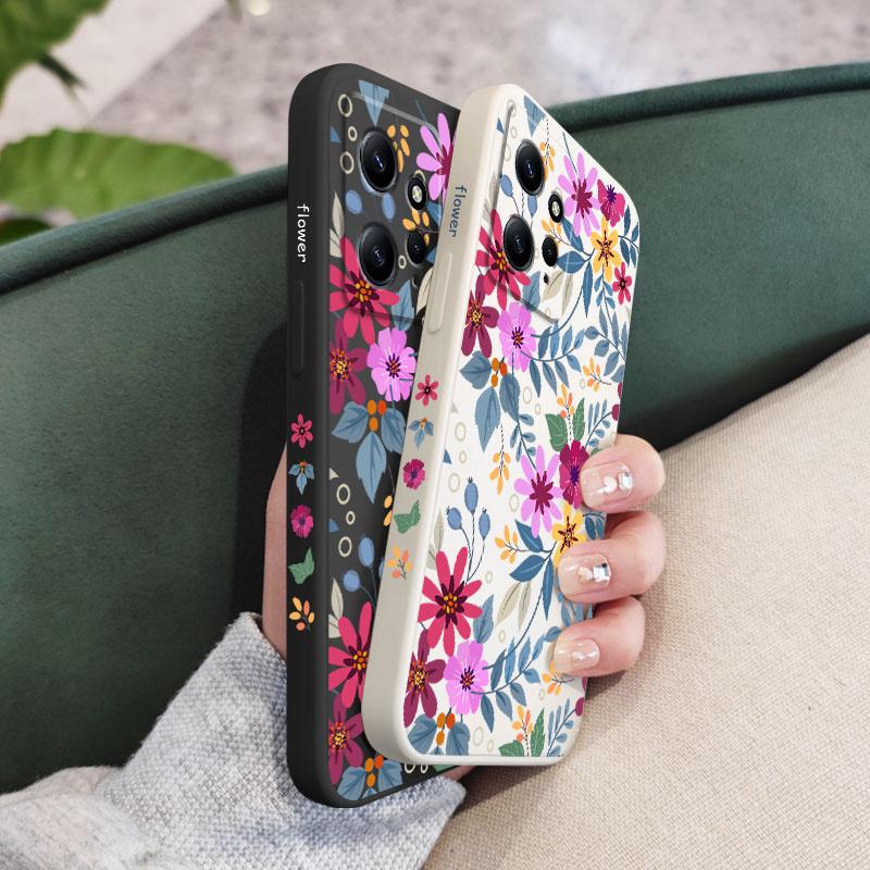 Красивые Цветы Чехол для Телефона Для Xiaomi Redmi Note 14 13 12 12S 11 11S 10 10T 10S 9 9S 8 7 Pro Plus 4G 5G Жидкий Силиконовый Чехол