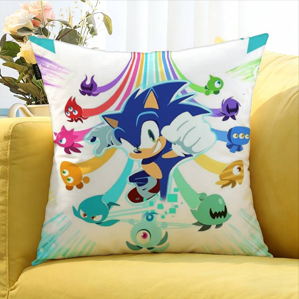 Classic Game S-Sonic Various Sizes Square Pillow Case For Car Home Bedchamber Decor