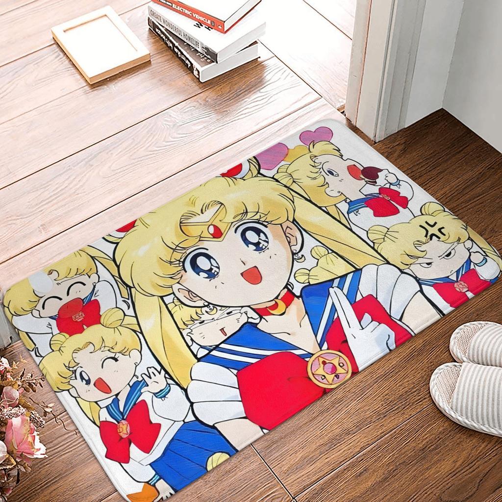 Anime Sailors Moons Luna Cat Doormat Non-Slip Entrance Bath Kitchen Floor Door Mat Bedroom Balcony Carpet Rug