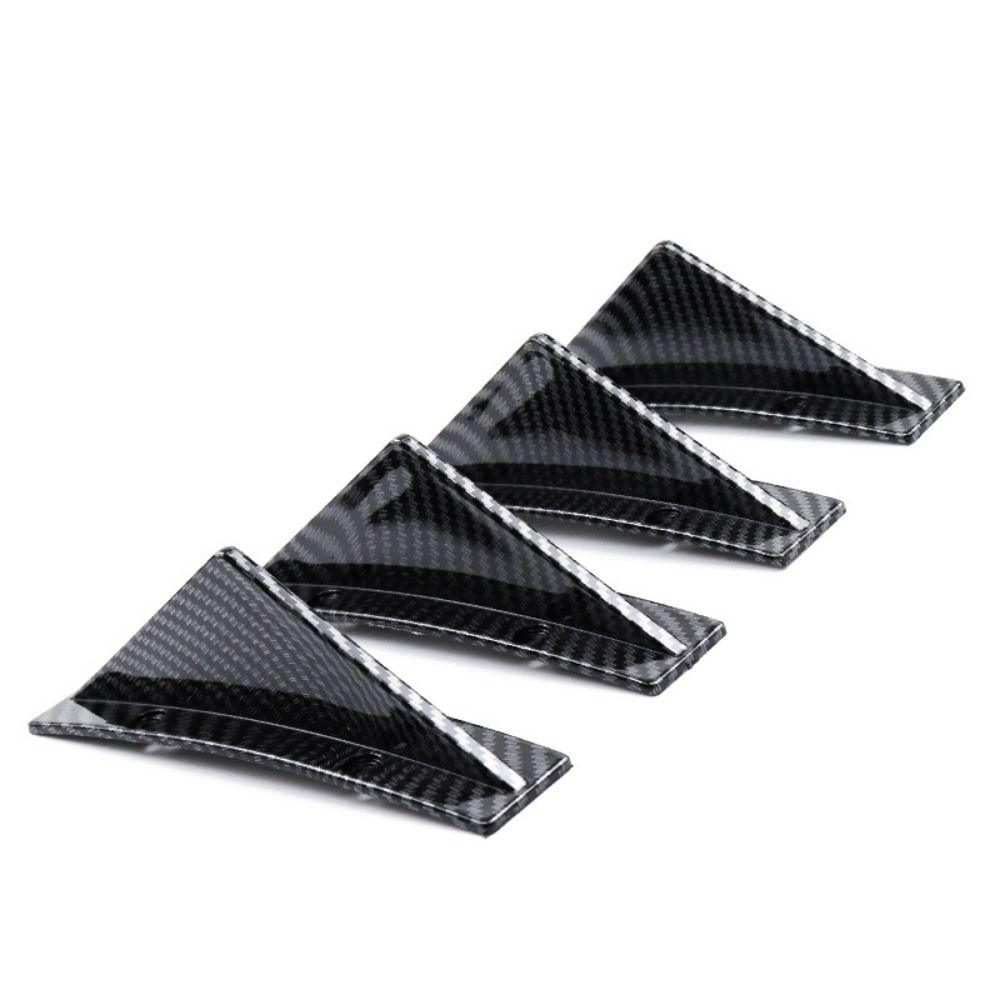 4Pcs/set Modified Shark Fin Lip Diffuser Carbon Fiber Pattern Rear Spoiler Durable Lip Spoiler Car