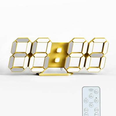 KOSUMOSU настенные цифровые часы светодиодные часы дюймовые золотые настольные часы яркость регулируемые часы с дистанционным управлением дисплей времени функция будильника 9.7