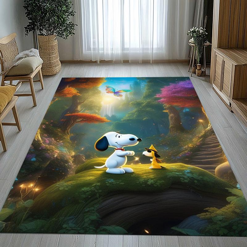 Cute Snoopy Dog Cartoon Living Room Non-Slip Area Rug Soft Carpet for Bedroom Kids Playroom Sofa,Home Decor Doormat Gift
