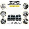 225Pcs Nitrile Rubber Round Sealing Gasket  CS 1.9mm OD6-30mm Corrosion Oil Resistant Car Plumbing Faucet O-ring
