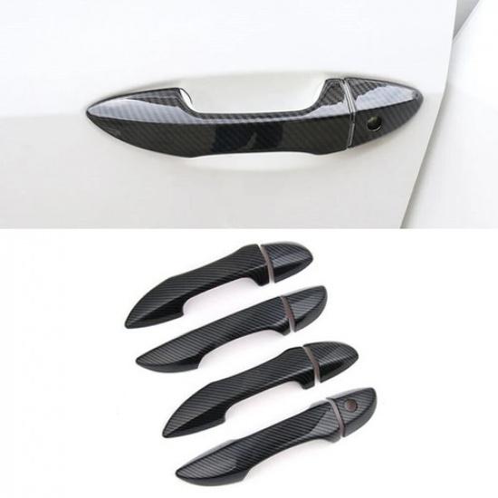 12Pcs Carbon Fiber Car Door Handle Bowl Cover For Toyota Corolla Altis 2014-2018