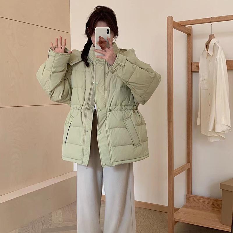 Пуховик женский, средний и длинный, зимняя мода 2024 года, с капюшоном, утолщенный белый утиный пух, тонкое пальто