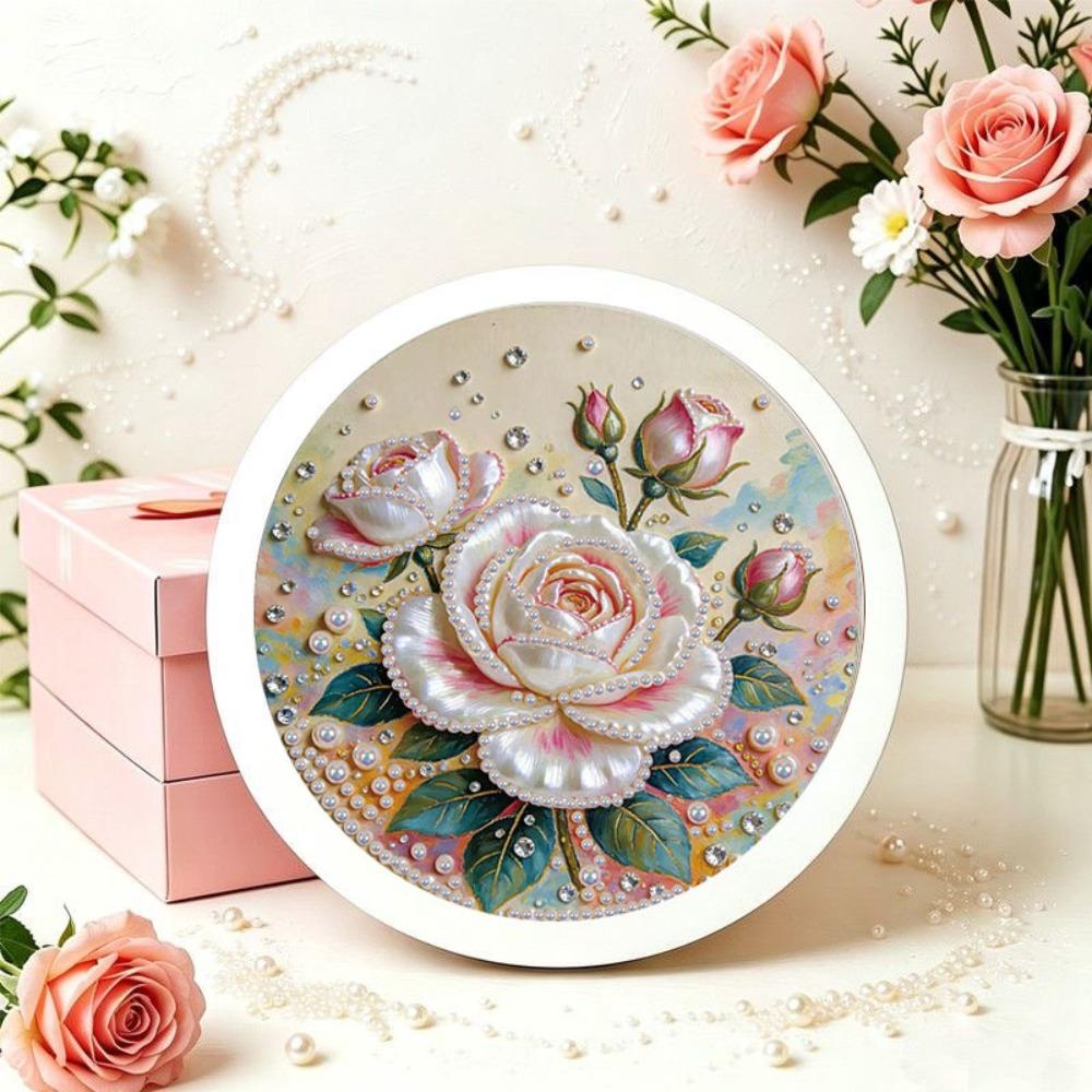Flower Round Shape Pearl Painting Hand-Pasted Self-Adhesive Paintings Bedroom Decorative