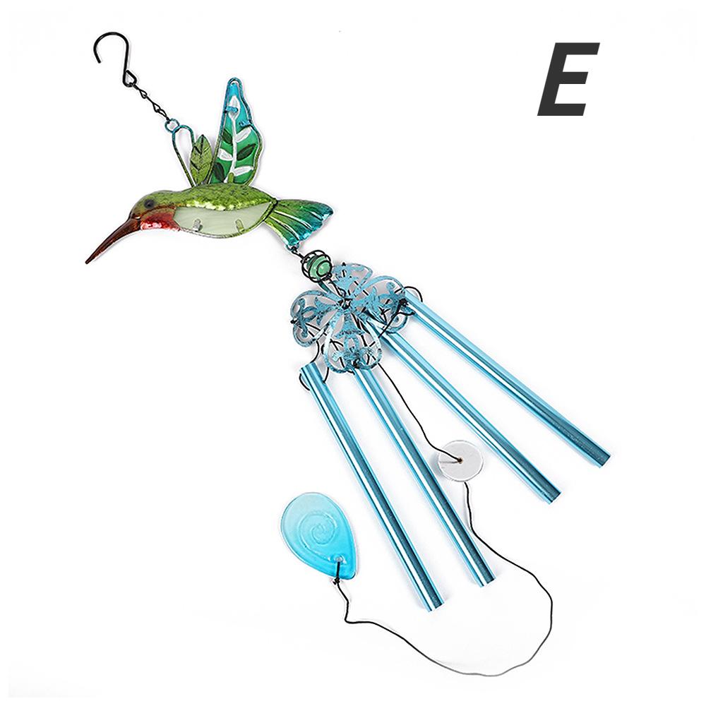 Wind Chime Hummingbird Metal Glass Painted Crafts Pendant Bell Dragonfly Bird Aluminum Pipe Home Courtyard Hanging Pendant
