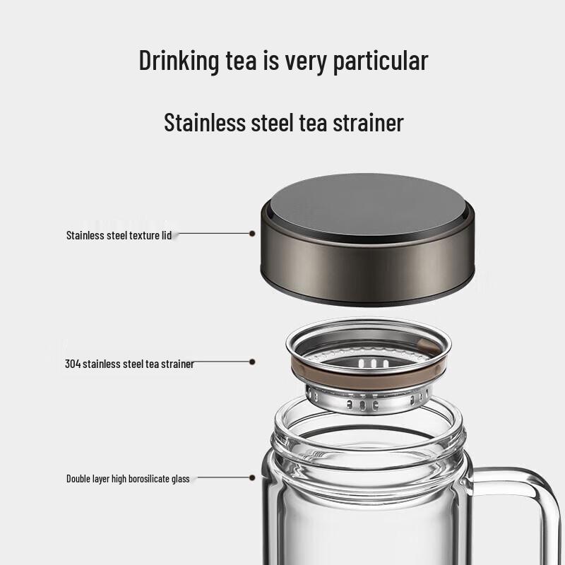 SUPOR Simple Series Heat-Resistant Double-Layer Glass Office Cup