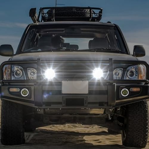 Aoling Motorcycle Fog Lamp LED with Squid Ring, Motorcycle Headlight Auxiliary Light Small, Work Light Car, Main White + White Squid Ring 10-30V