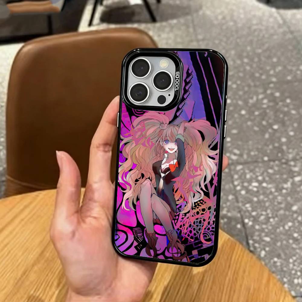 J-Junko E-Enoshima Anime Phone Case For iPhone17,16,15,14,13,12,11 Plus,Pro Max Colored Silver Plated Inside Cover