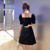 Bubble Sleeve Dress Summer New Korean Version Temperament Skirt Slim and Thin One-word Collar Women's Skirt