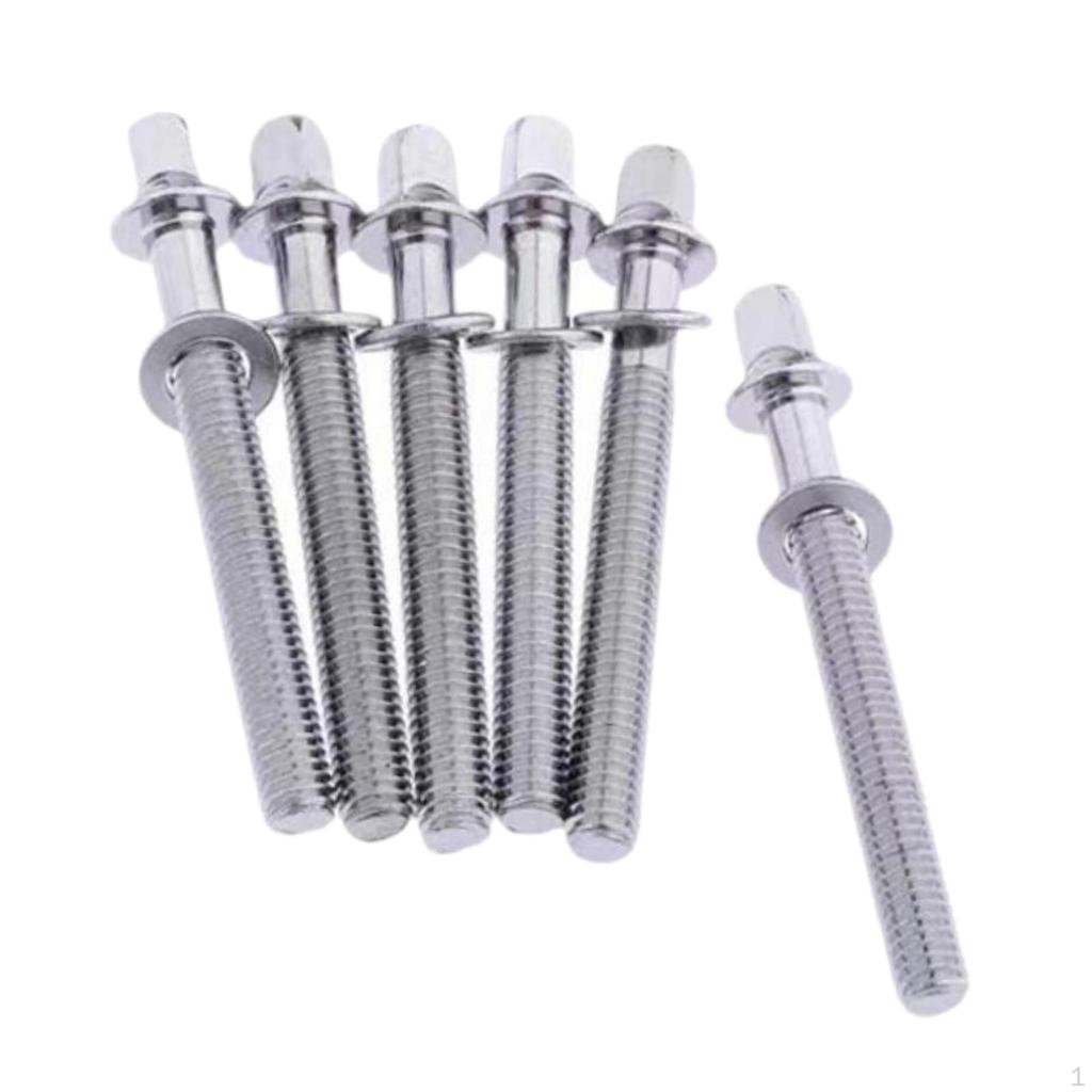 6 Pieces Drum Tension Rods Lug Bolts Screws for Percussion