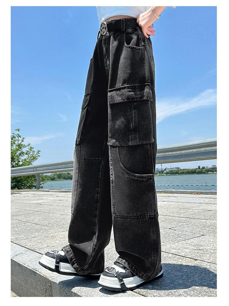 Джинсы карго на флисовой подкладке для девочек, зима 2025