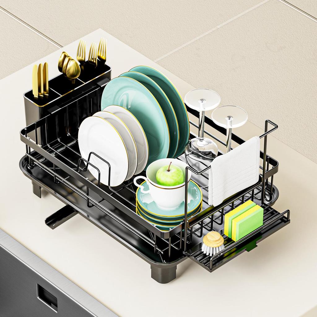 Cross-Border Draining Dish Rack: Kitchen Countertop Bowl & Dish Storage with Cutlery & Chopstick Box