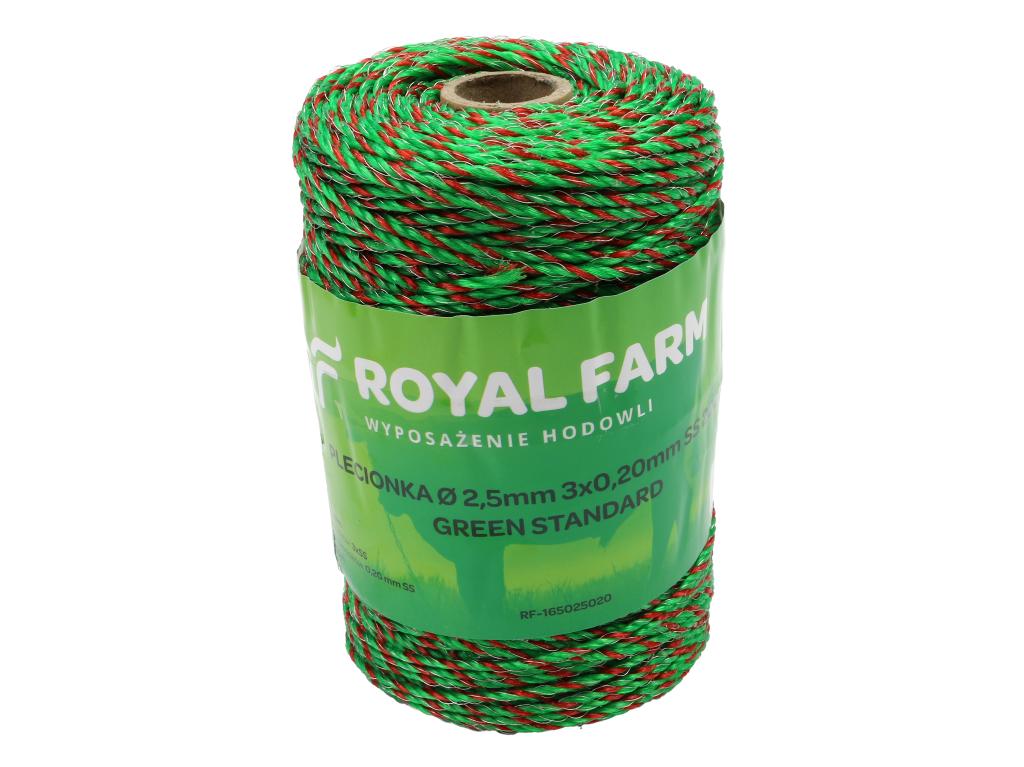 Braided line for energizer 2.5mm, 3x0.20mm SS green-orange 200m, Royal Farm
