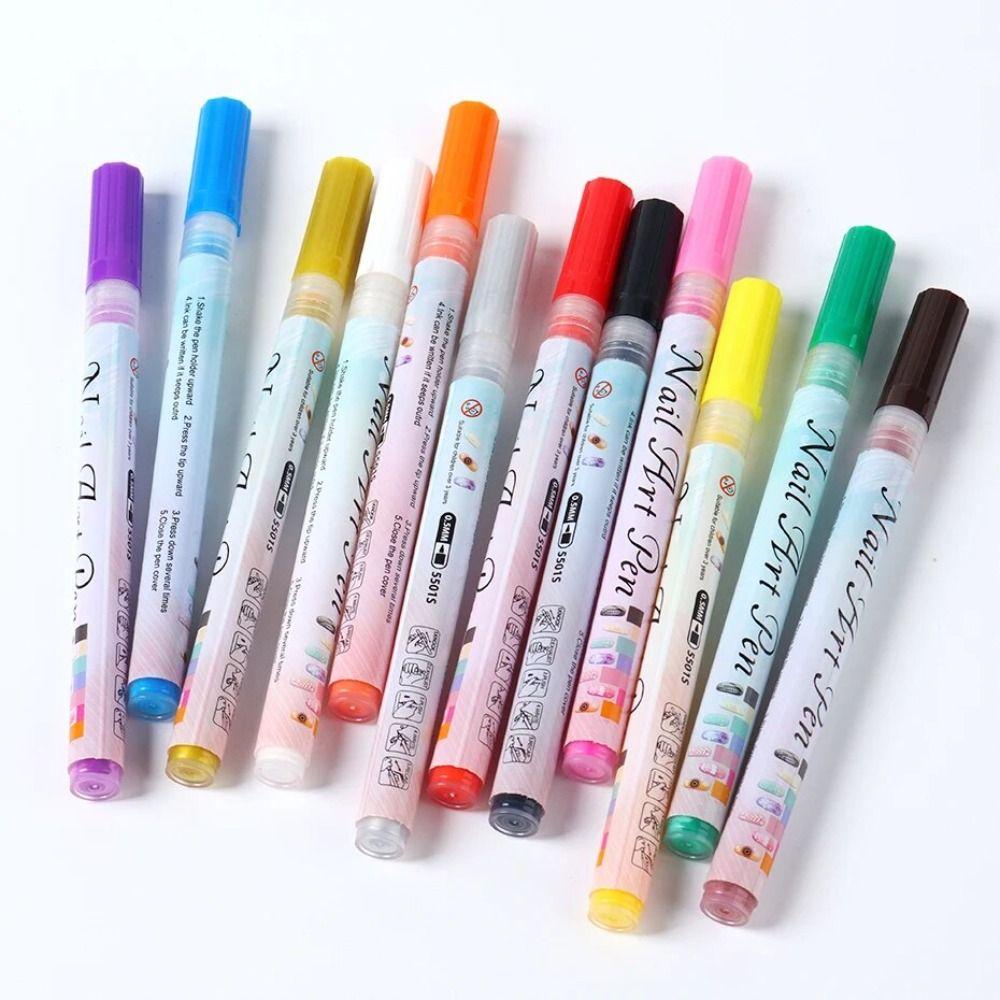 1pc/4pcs/12pcs Waterproof Nail Art Graffiti Pen DIY Painting Liner New Nail Art Drawing Pen