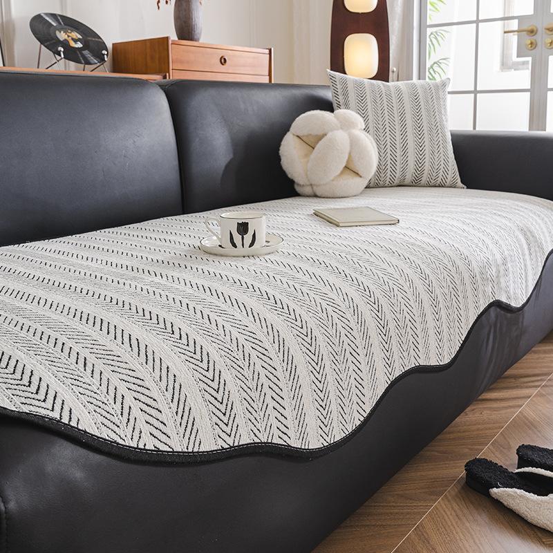 Irregular Special-Shaped Fish Bone Pattern Sofa Cushion, Universal Non-Slip Seat Cushion In All Seasons, High-Grade Straight Row Leather Sofa Cover