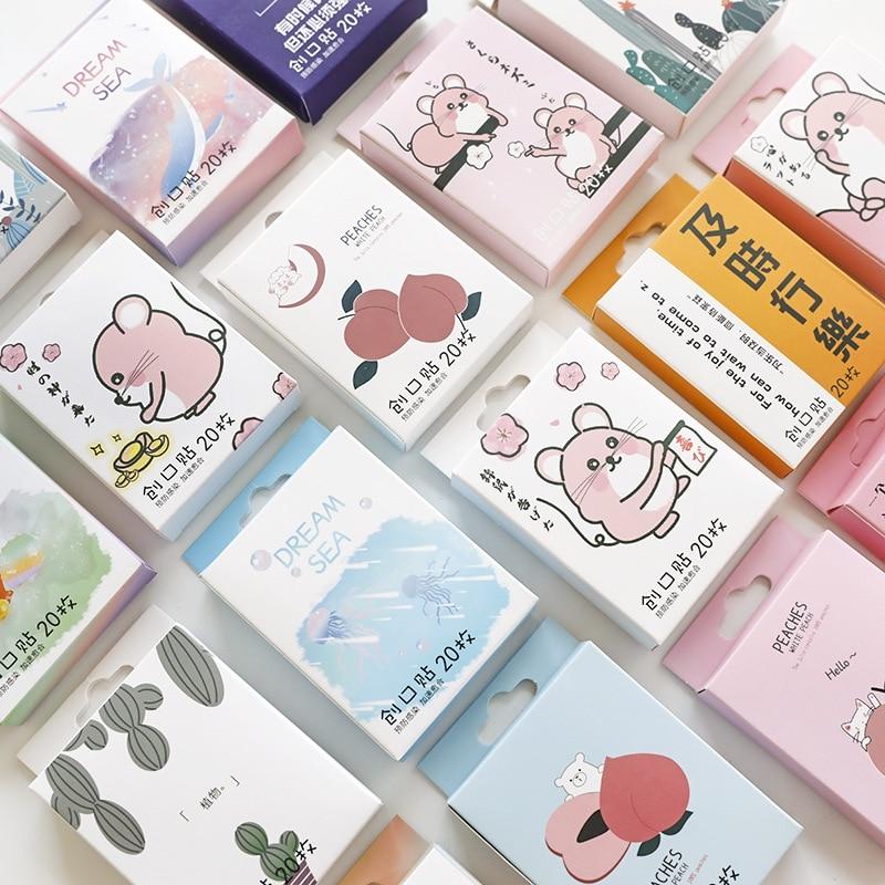 20 шт. дышащие милые мультяшные пластыри для гемостаза, клейкие повязки для улицы, портативные, первая помощь, экстренная помощь для детей